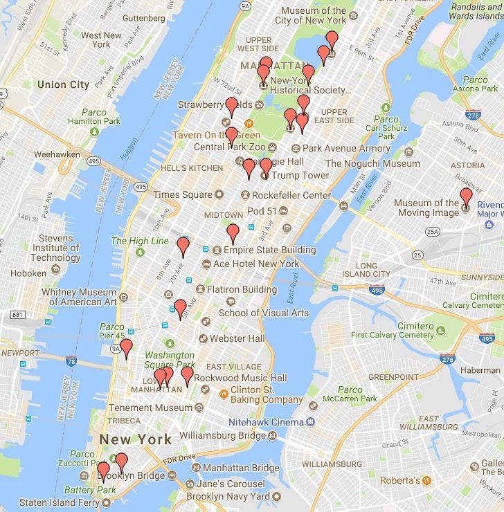 mappa musei New York