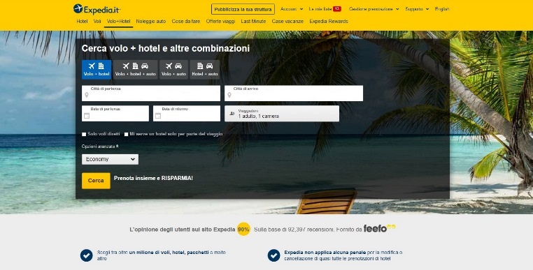 prenotare online pacchetti volo hotel Expedia