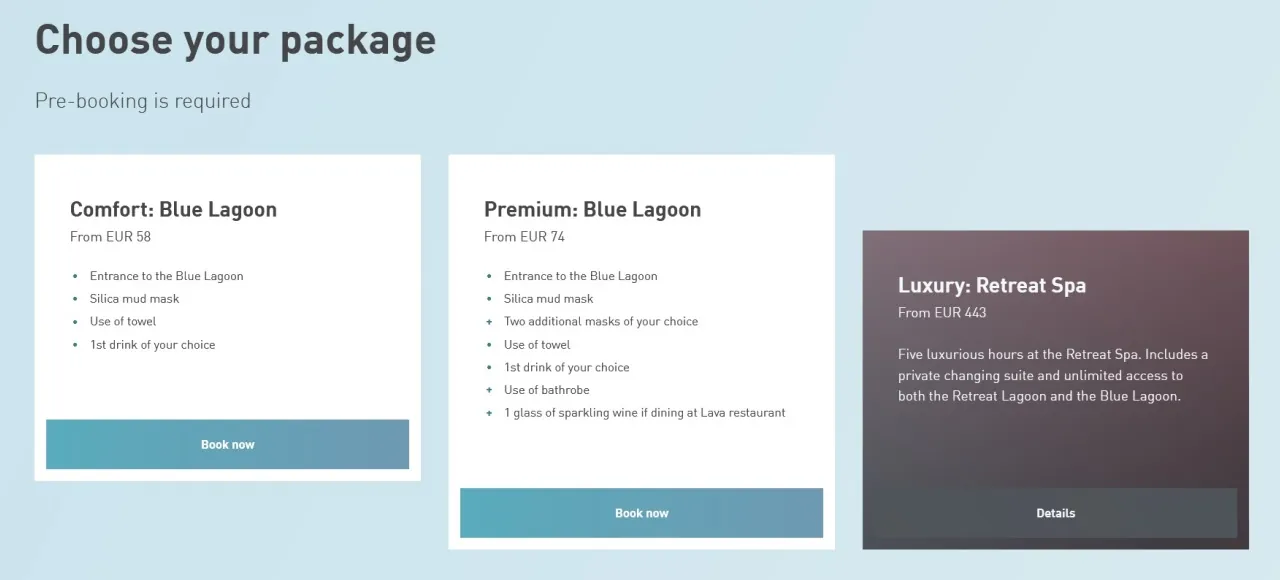 dettaglio prezzi aggiornati biglietti terme Blue Lagoon