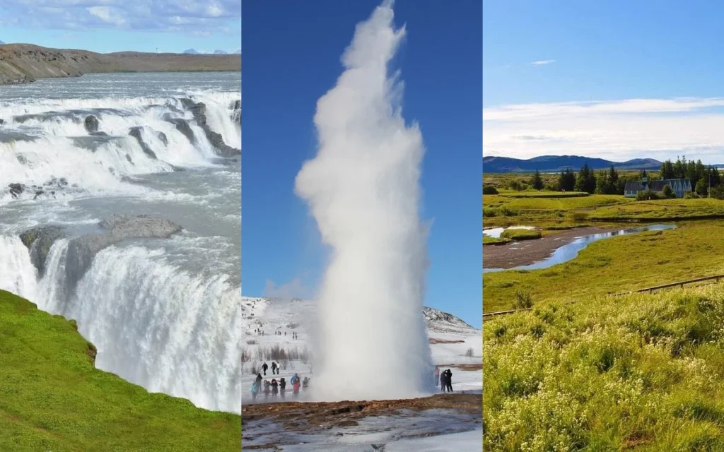 le 3 attrazioni del Circolo d'Oro in Islanda: cascata Gullfoss, Geysir, Thingvellir