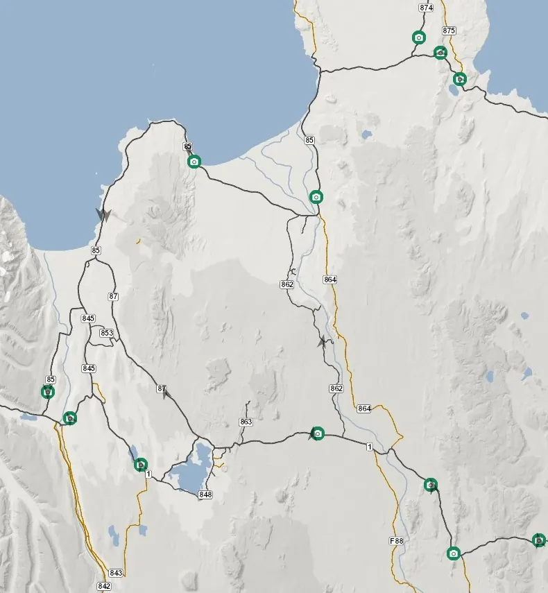 mappa strade del Jökulsárgljúfur National Park