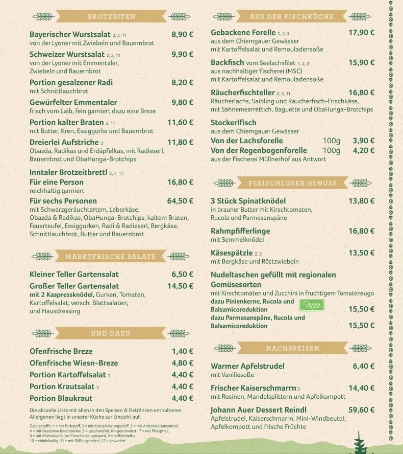 menu prezzi 2023 tendone AuerBrau Herbstfest Rosenheim