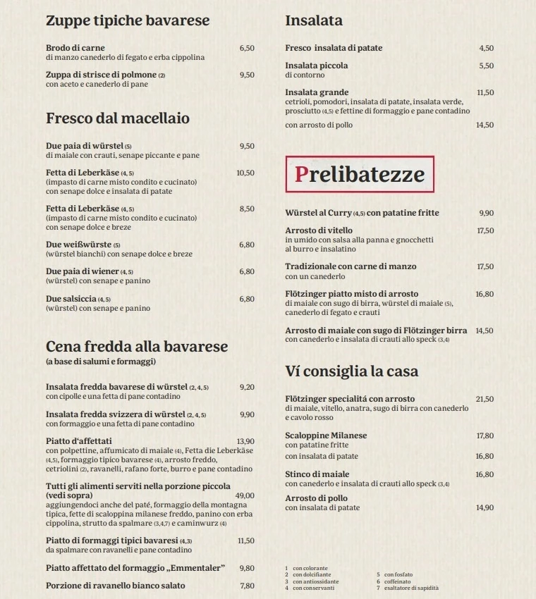 prezzi menu 2023 Flötzinger Festzelt