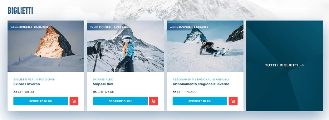 prezzi biglietti e skipass funivia del Cervino Matterhorn Alpine Crossing