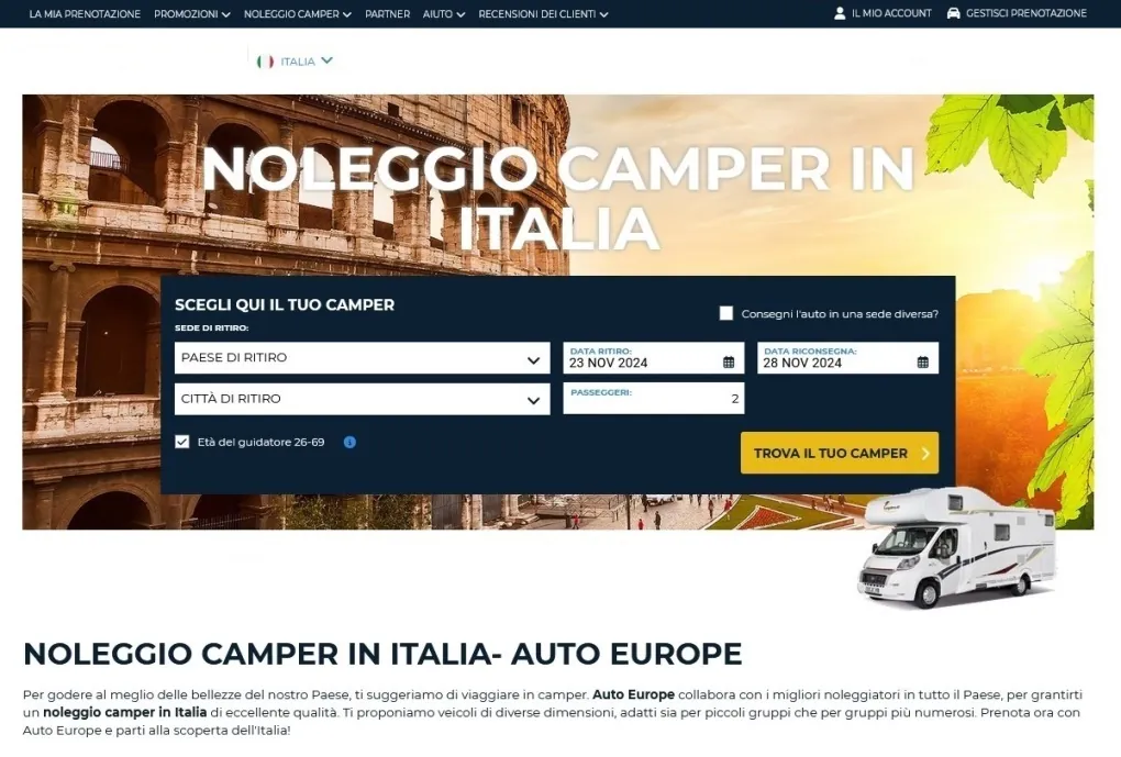 AutoEurope noleggio camper in Italia