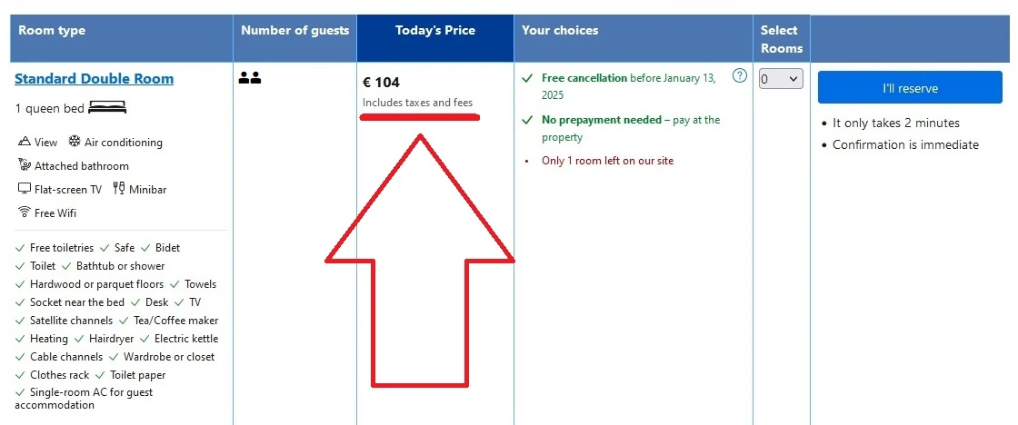 tassa di soggiorno Booking