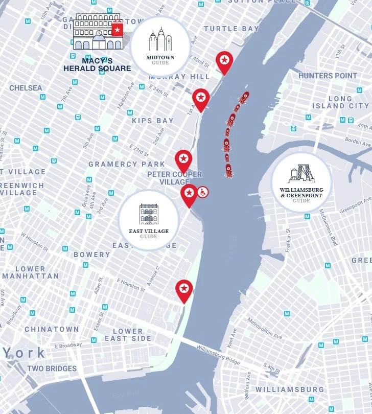 NYC mappa fuochi d'artificio Macy's 4 luglio