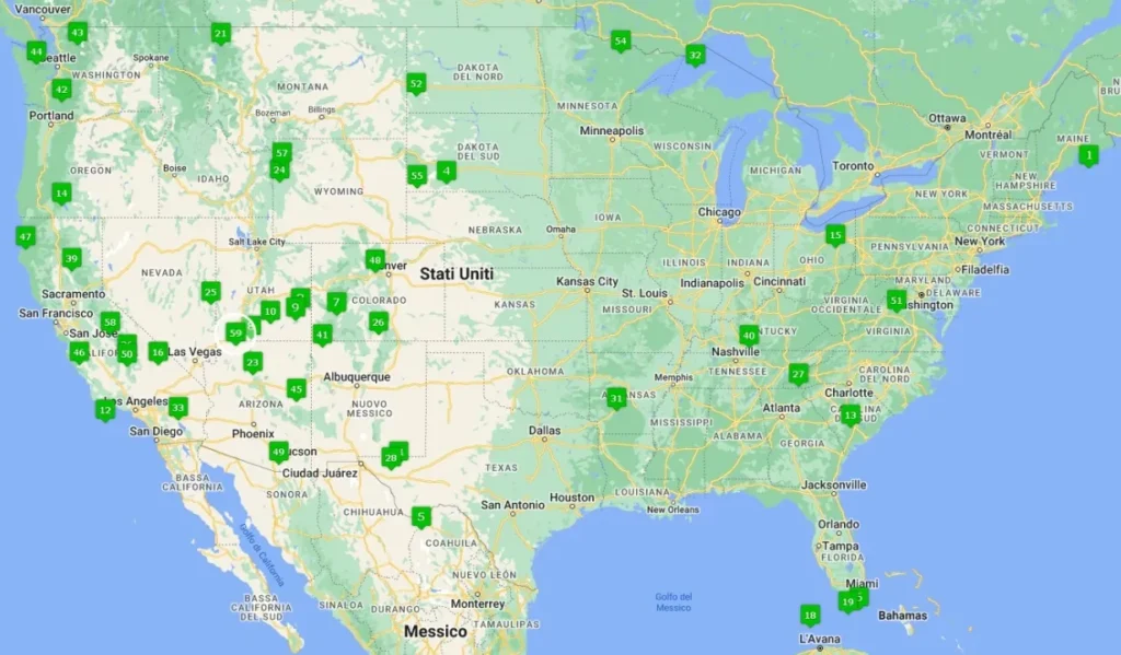mappa parchi nazionali USA