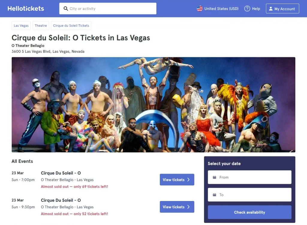 HelloTickets Cirque du Soleil Las Vegas