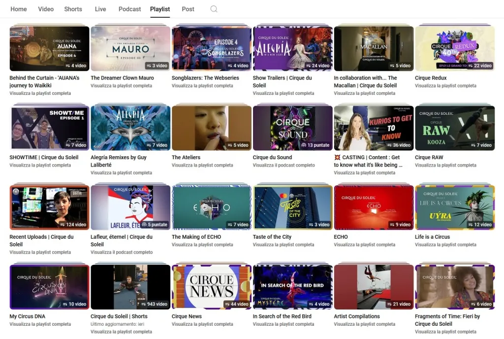 Cirque du Soleil Youtube