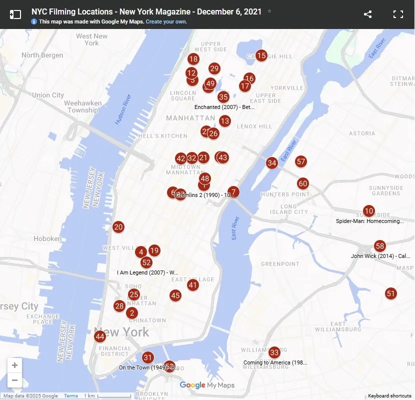 New York film locations map