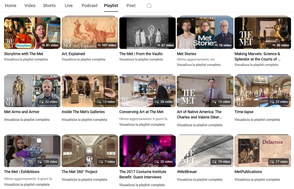 Youtube Playlist Metropolitan Museum