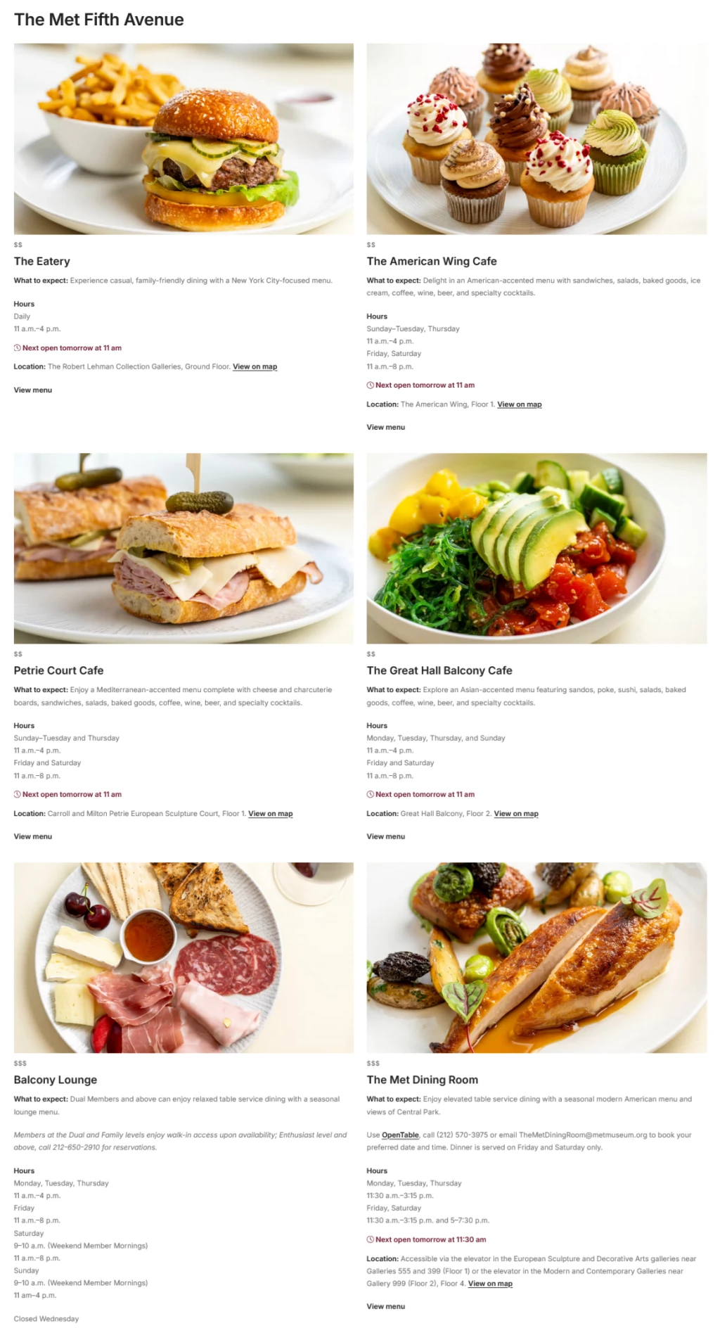 dove mangiare al MET NYC