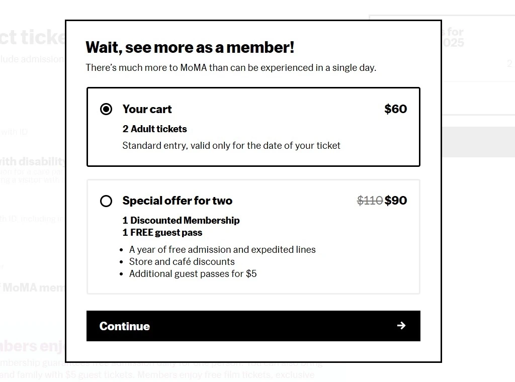 MoMA members discount