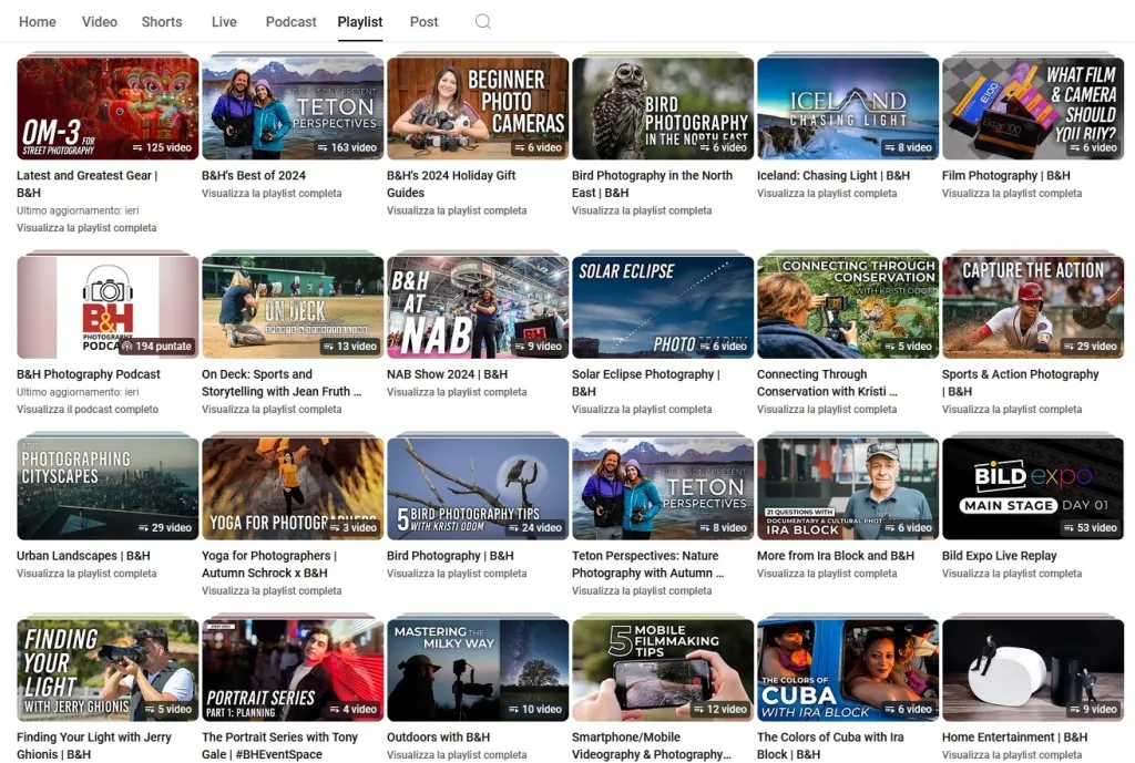B&H Youtube playlist