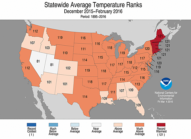 USA average temperature variation map