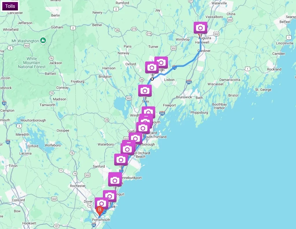 Maine Turnpike webcam map