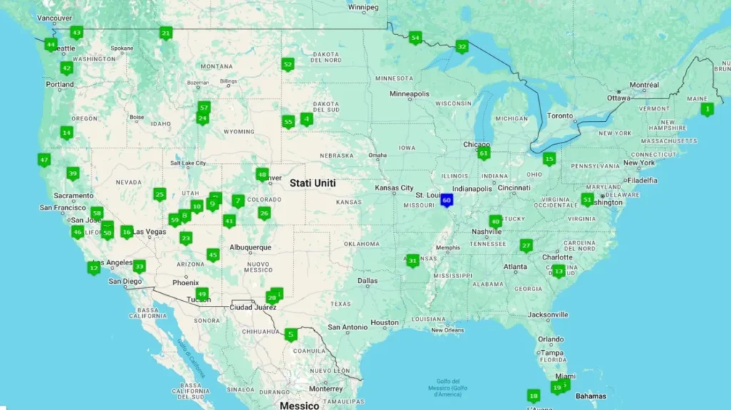 mappa parchi nazionali USA