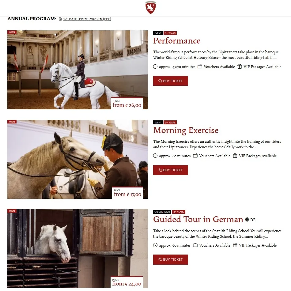 biglietti Scuola di Equitazione Spagnola