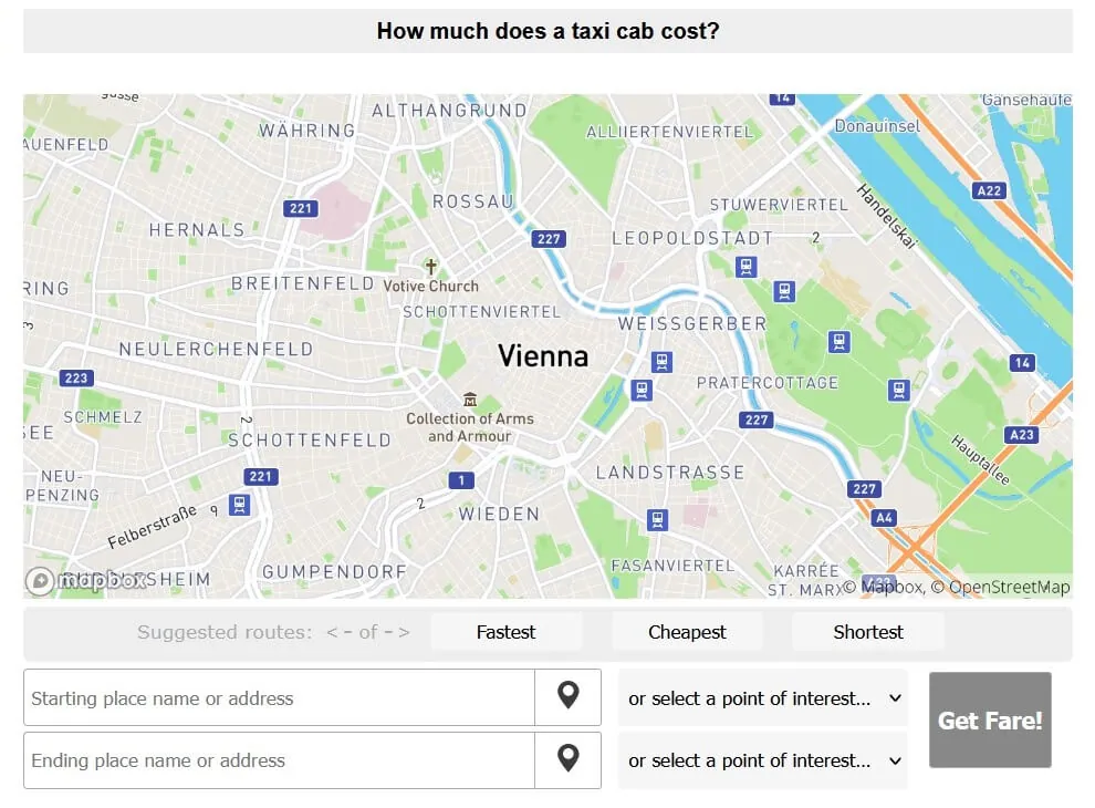 costo taxi Vienna