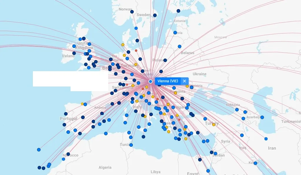 mappa voli Vienna