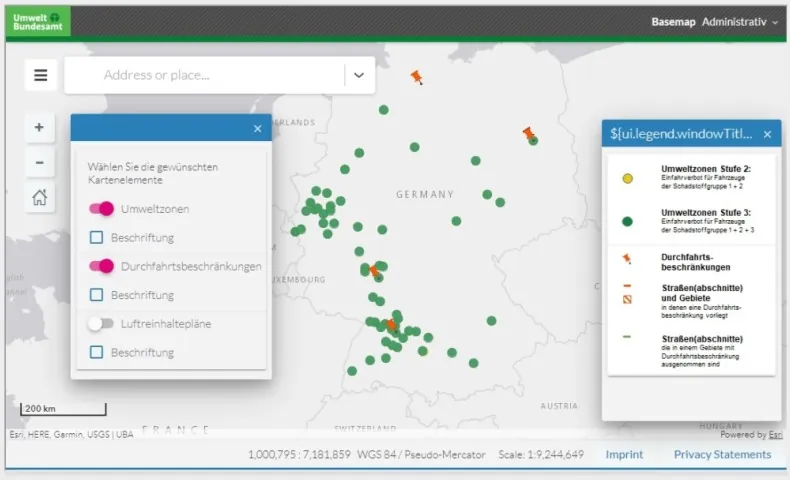 mappa Umweltzonen Germania