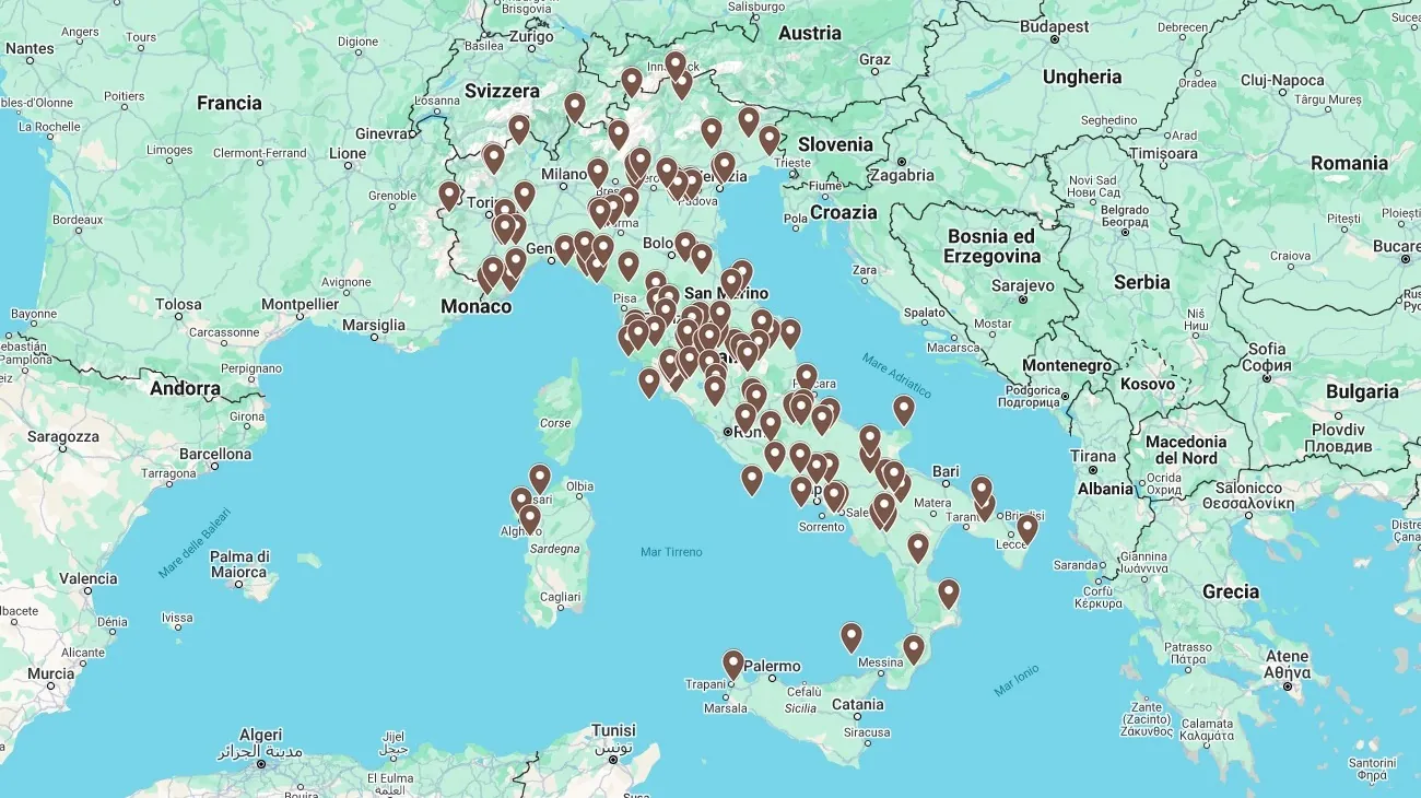 mappa dei borghi più belli d'Italia