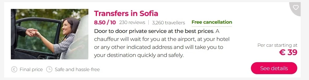 transfer privato Sofia