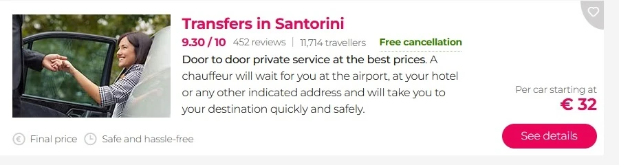 transfer privato a Santorini