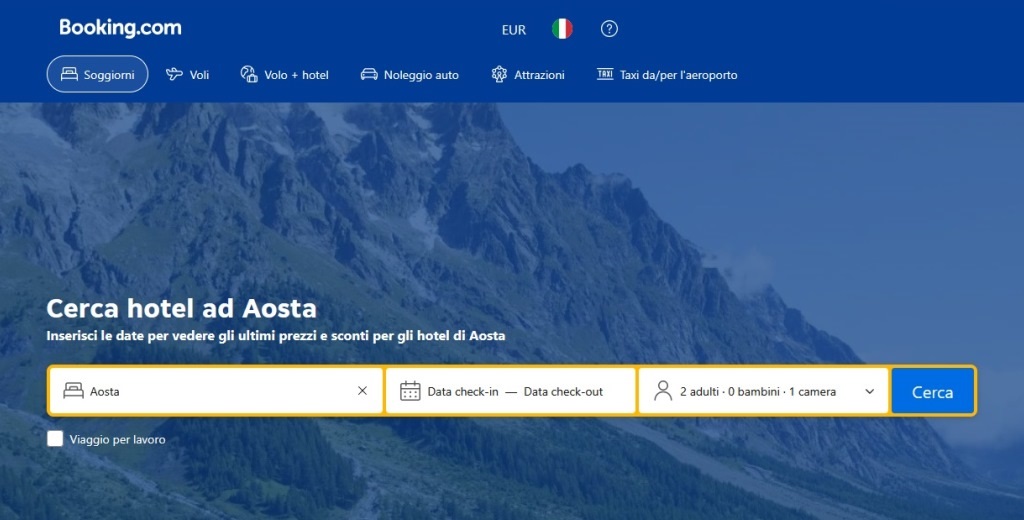 booking.com search box Aosta
