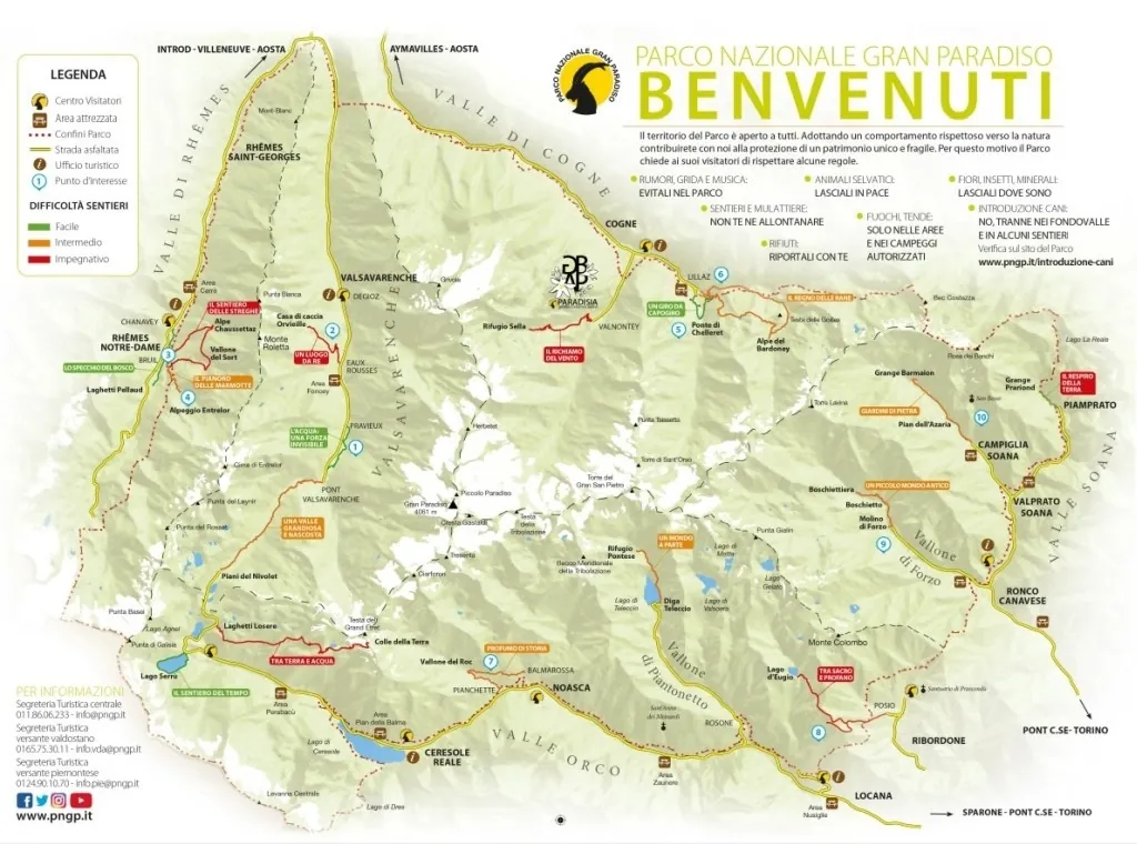 mappa del Parco Nazionale del Gran Paradiso