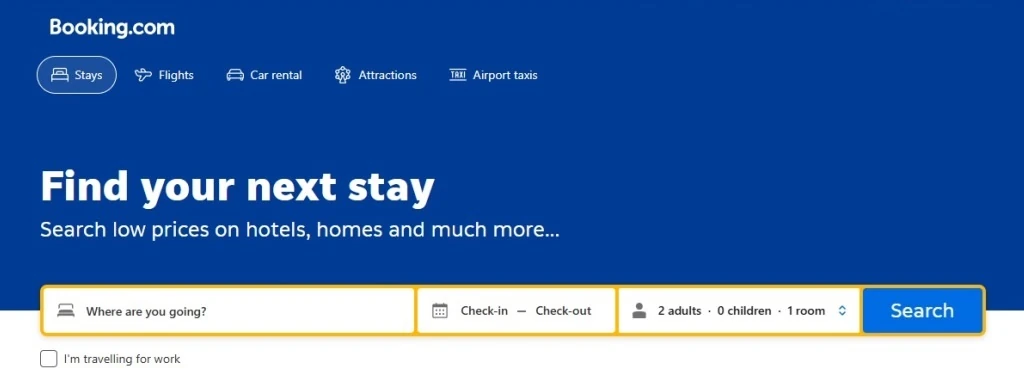 booking.com search box