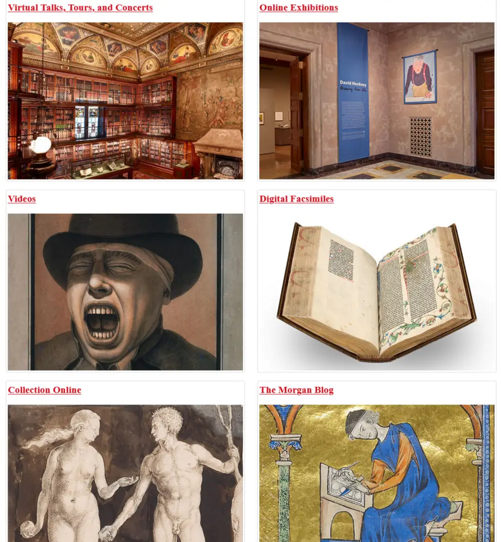 sezione virtuale Morgan Connected del sito ufficiale della Morgan Library di New York City sezione virtuale Morgan Connected del sito ufficiale della Morgan Library di New York City